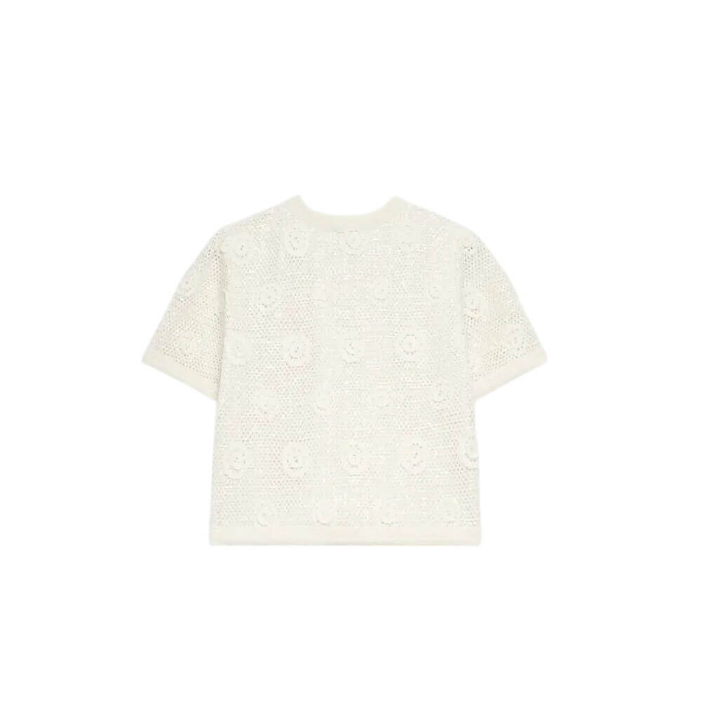 Mint Velvet Neutral Cotton Sequin Floral Crochet Top